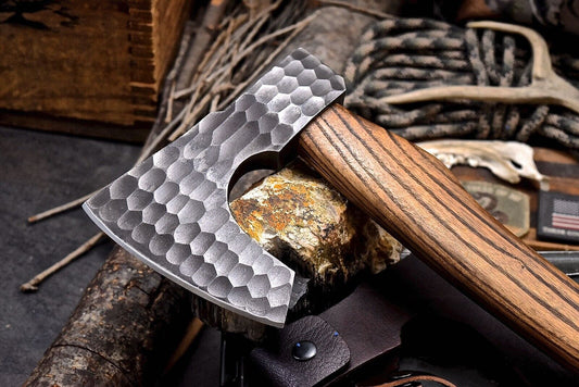 Handmade 1095 Forged Bearded Viking Axe – Camping Hatchet with Leather Sheath