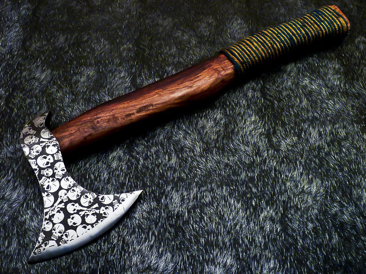 Hand Forged Carbon Steel Bearded Viking Axe – Hatchet & Tomahawk with Leather Sheath