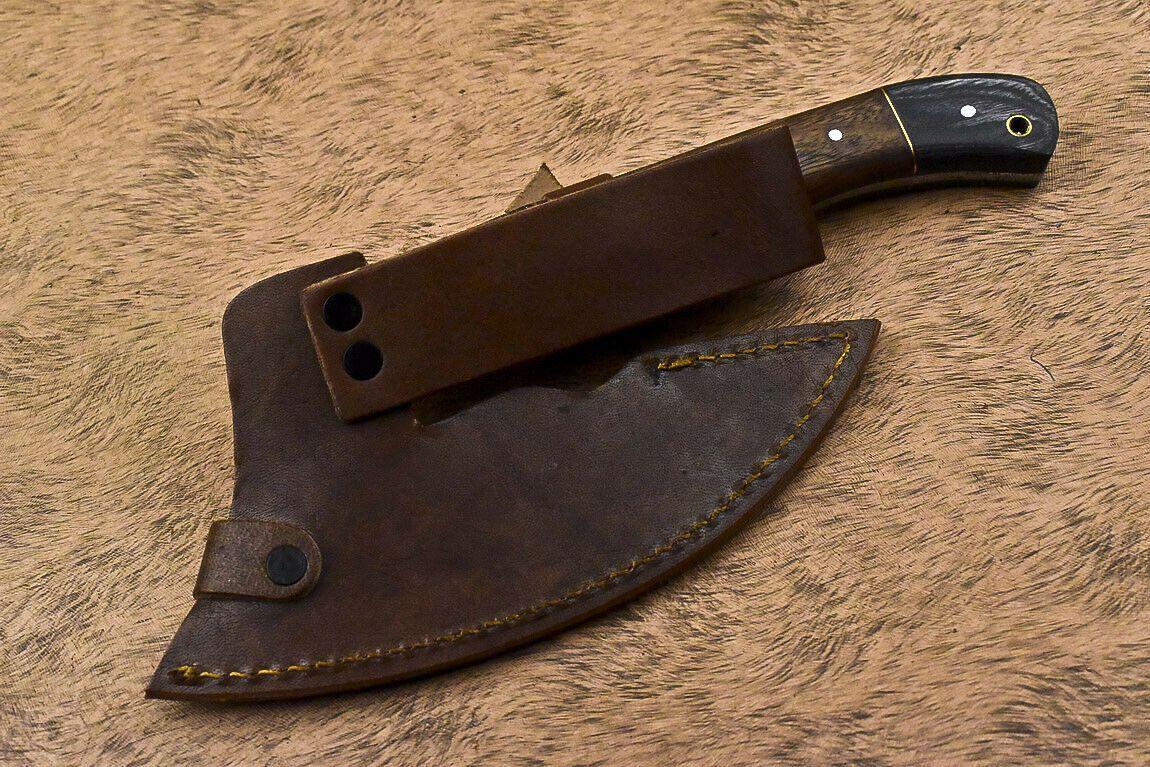 Custom Handmade Damascus Steel Walnut Wood Hunting Clever Chopper Axe Knife