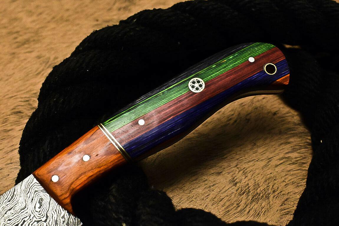 Handmade Damascus Steel Hunting Chef Knife with Hardwood Handle – 13" Custom Blade