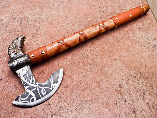 Custom Handmade Carbon Steel Viking Axe – Bearded Camping Hatchet Tomahawk