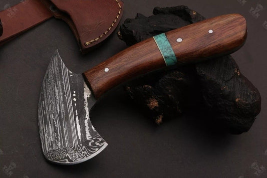 Custom Hand Forged Handmade Damascus Steel Mini Tactical Axe Hatchet | Hunting & Camping Damascus Axe