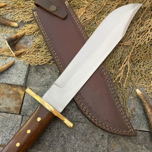 17 Inch Custom Handmade D2 Steel Bowie Knife with Brass Guard and Wood Handle