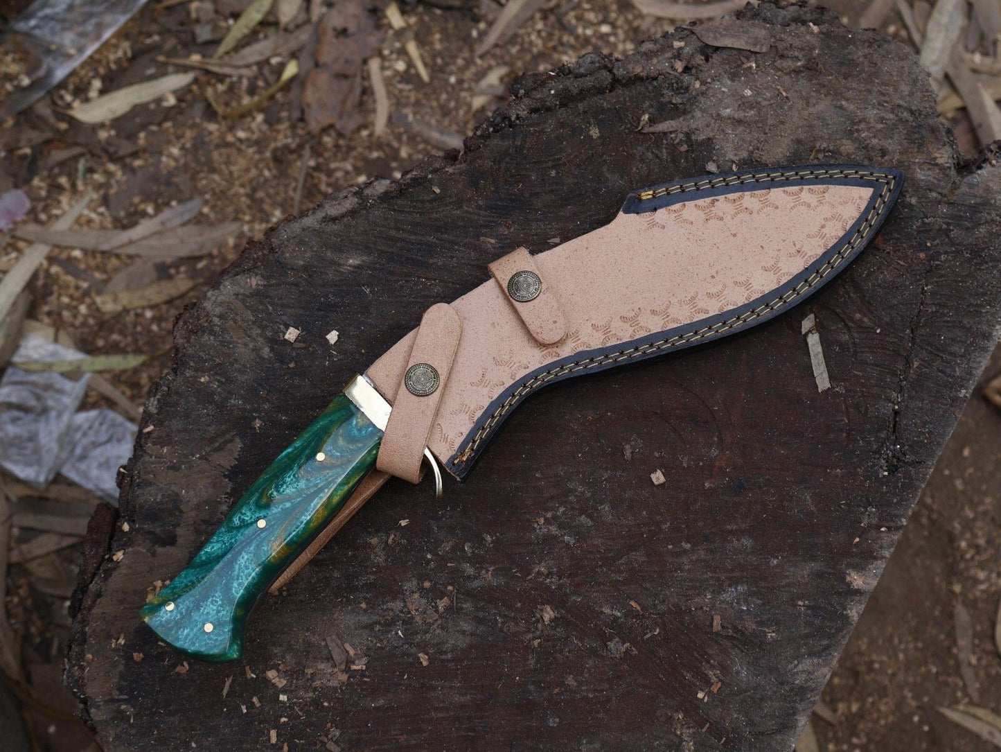 15 Inch Handmade Damascus Steel Bowie Hunting Knife with Resin Handle