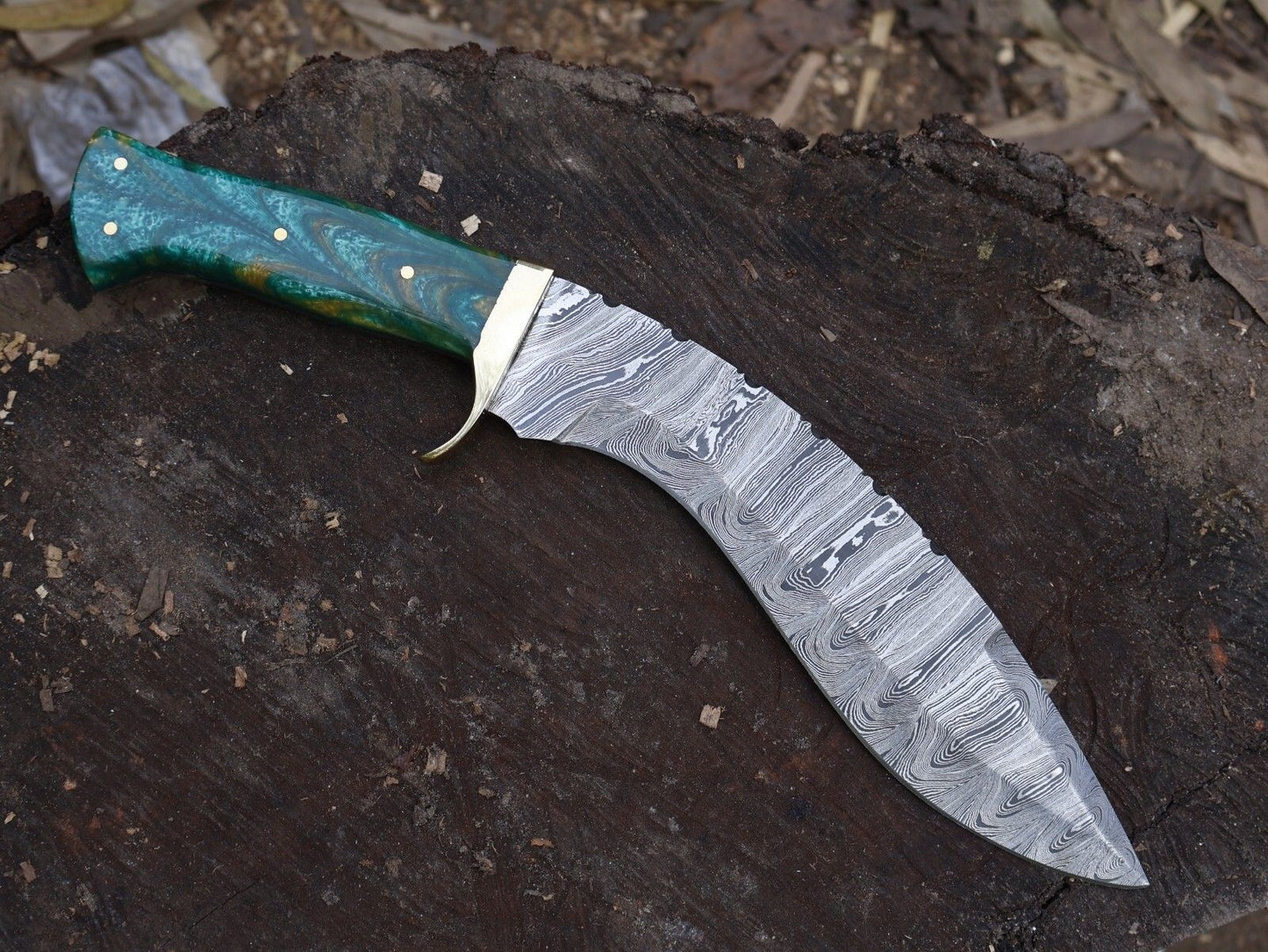 15 Inch Handmade Damascus Steel Bowie Hunting Knife with Resin Handle