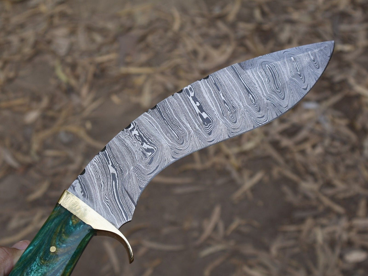 15 Inch Handmade Damascus Steel Bowie Hunting Knife with Resin Handle