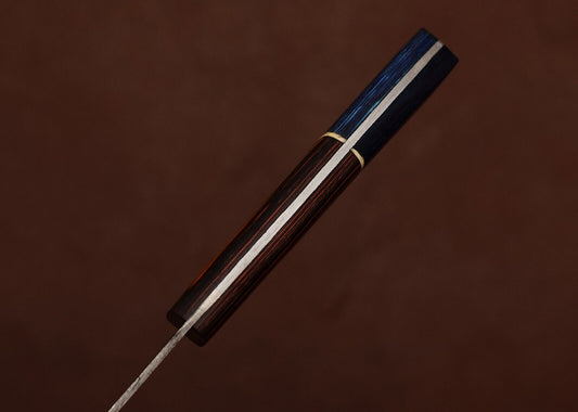 Full Tang Damascus Steel Kitchen Chef Fillet Knife with Pakka Wood Handle & Leather Sheath