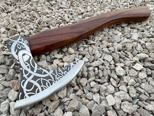 Custom Handmade Carbon Steel Viking Tomahawk Axe | Ash Wood Handle with Leather Sheath