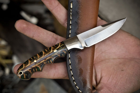 Handmade 440C Steel Skinner Knife | Hard Wood Handle | Steel Bolster | Hiking Knife
