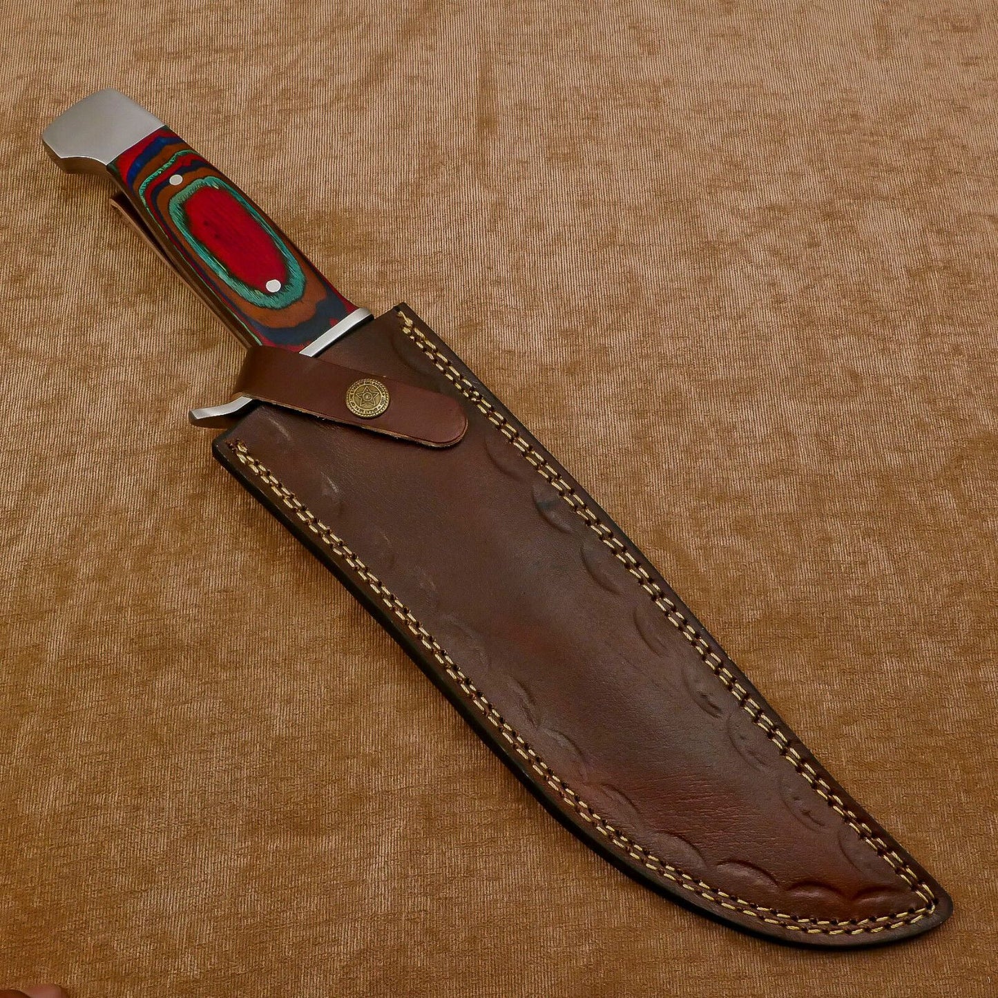 Hand Made D2 Steel Full Tang 14-Inch Bowie Hunting Knife – Steel Guard