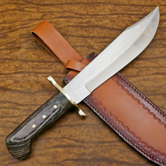 Custom Handmade 12 Inch D2 Steel Blade Hunting Bowie Camping Knife – Full Tang Survival Knife