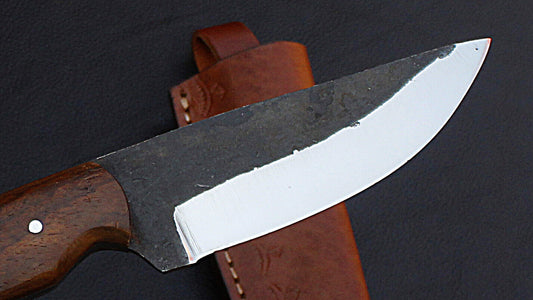 8" Custom Handmade Full Tang D2 Steel Skinner Knife | Hunting & EDC + Leather Sheath