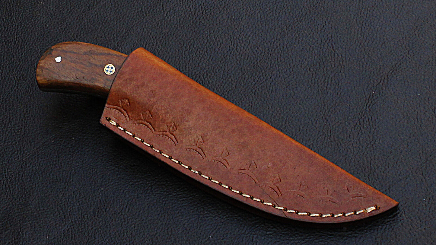 8" Custom Handmade Full Tang D2 Steel Skinner Knife | Hunting & EDC + Leather Sheath