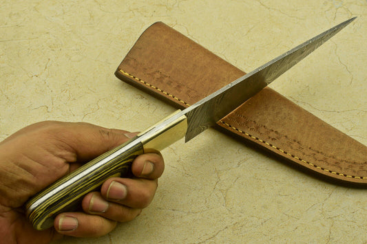 CUSTOM HANDMADE FORGED DAMASCUS STEEL CHEF KITCHEN KNIFE WITH PAKKA WOOD HANDLE