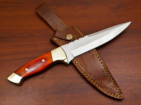 Sentinel Pro 12-Inch D2 Steel Full Tang Bowie Hunting Knife with Brass Guard