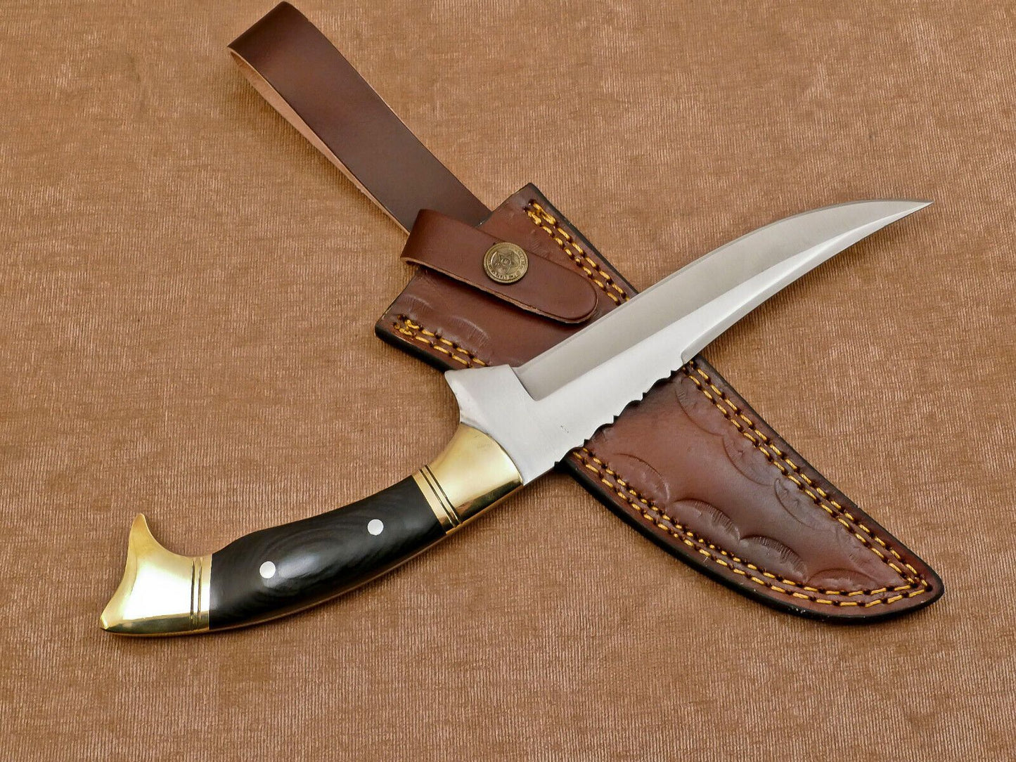 Handmade 12 Inch D2 Steel Blade Full Tang Bowie Hunting EDC Knife