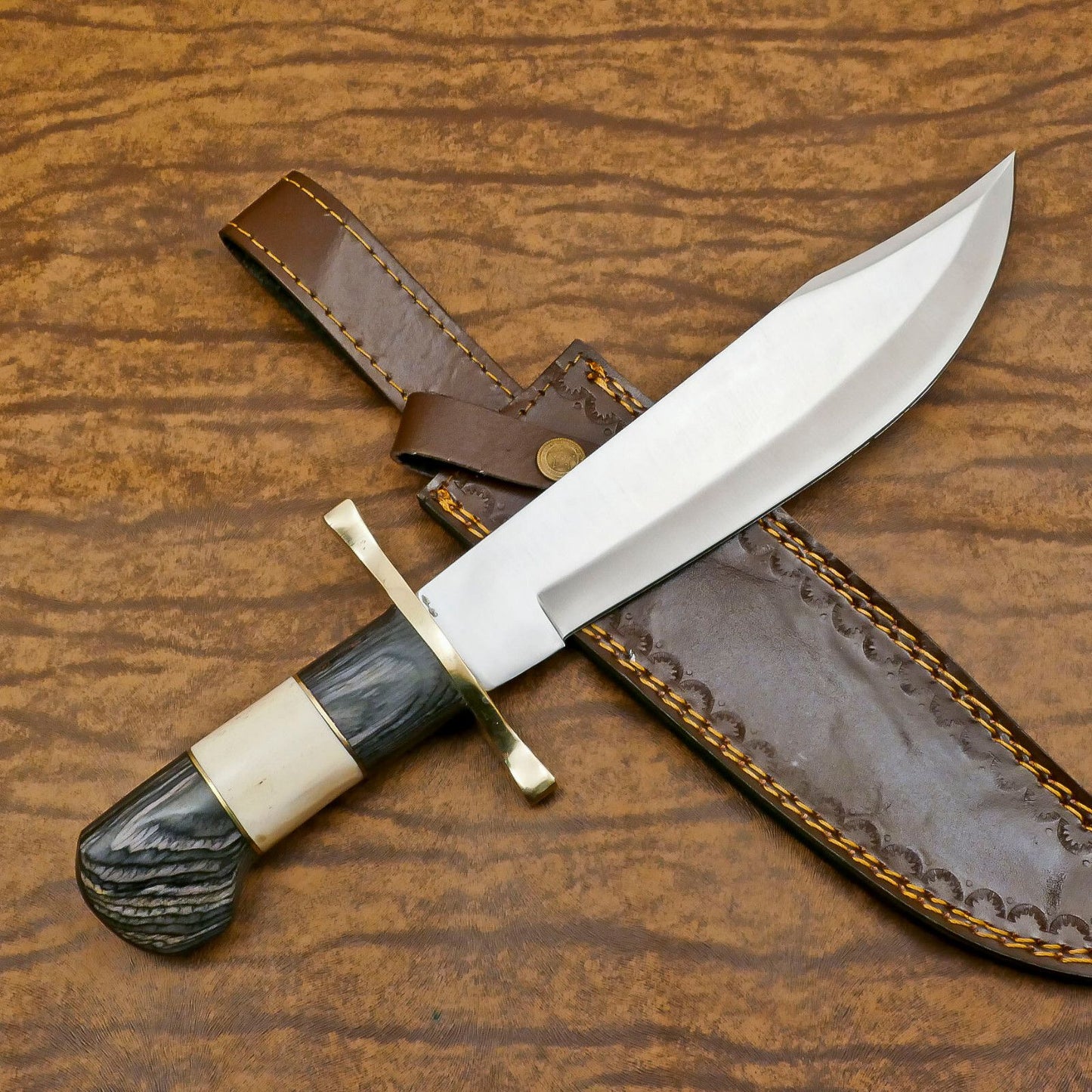 Handmade 12-Inch D2 Steel Clip Point Huge Bowie Hunting & Camping Knife