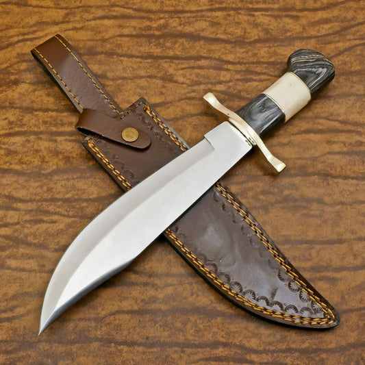 Handmade 12-Inch D2 Steel Clip Point Huge Bowie Hunting & Camping Knife
