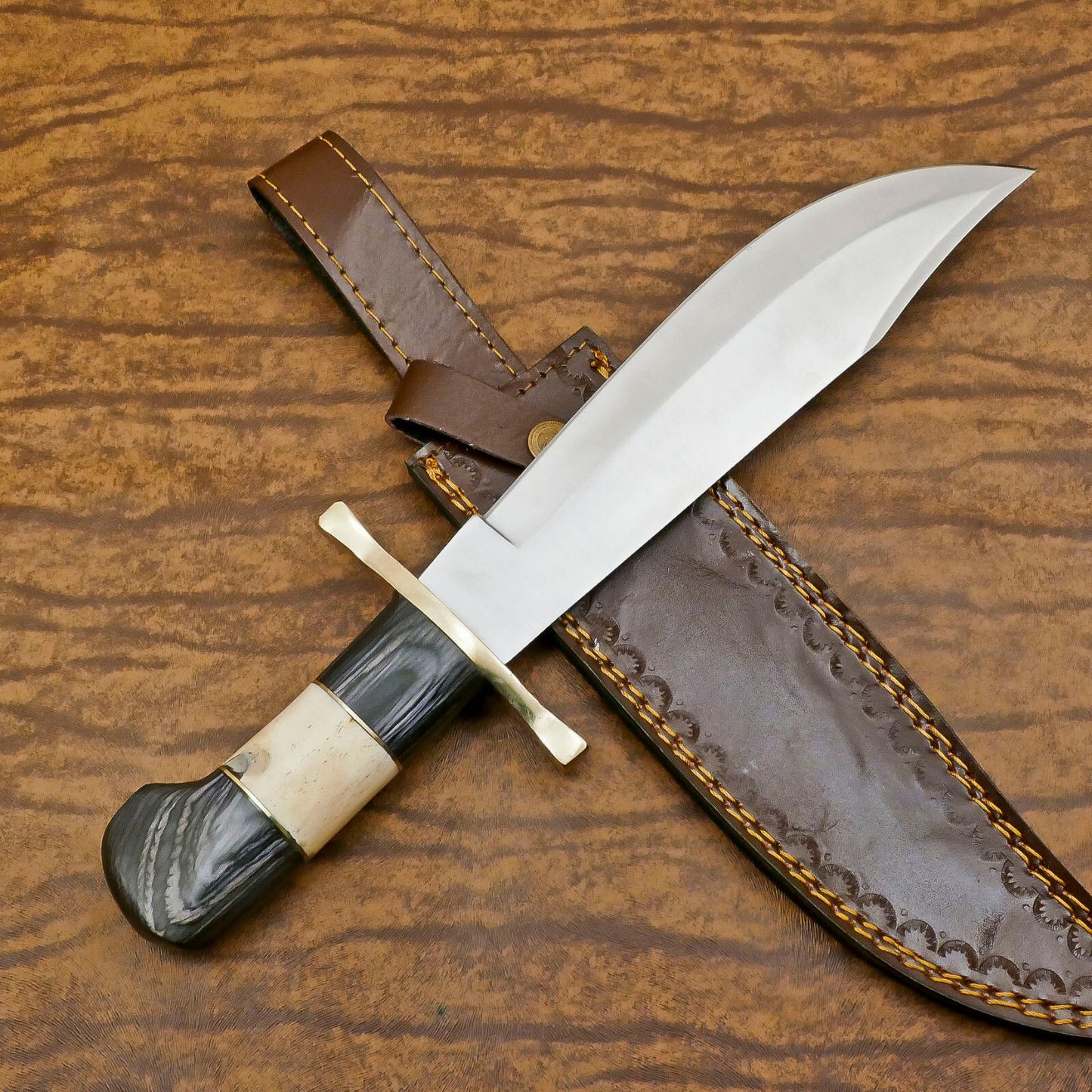 Handmade 12-Inch D2 Steel Clip Point Huge Bowie Hunting & Camping Knife