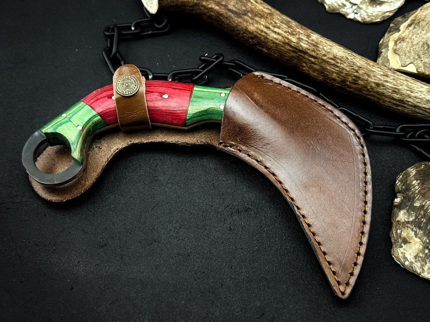 Handmade Damascus Karambit Knife Damascus Steel Karambit with Wood Handle