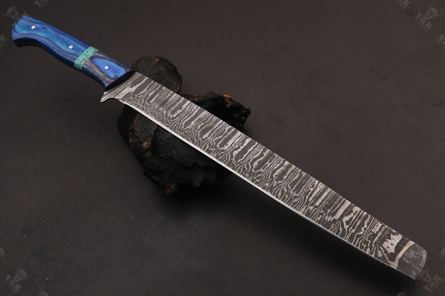 16" Custom Hand Forged Fire Damascus Steel Brisket & Chef Knife – Handmade Kitchen Knive
