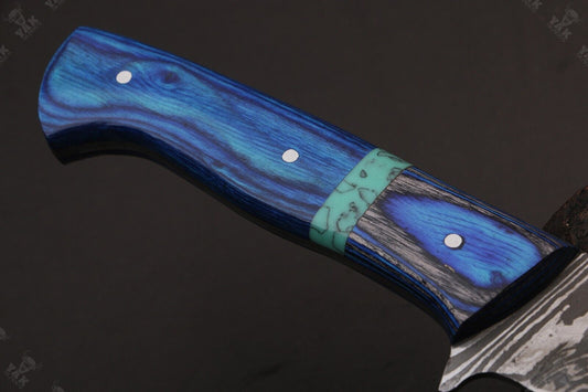 16" Custom Hand Forged Fire Damascus Steel Brisket & Chef Knife – Handmade Kitchen Knive