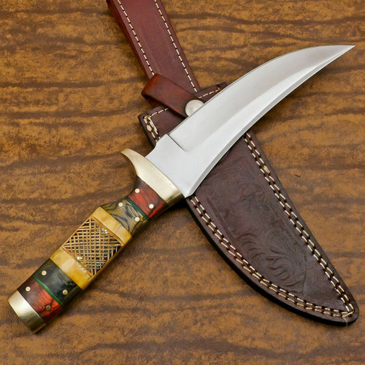 Handmade D2 Steel Full Tang Bowie Knife – Hunting & Camping Survival Blade
