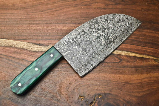 Hand Made Damascus Steel Blade Chef Kitchen Full Tang Chopper Knife | Hard Wood Handle