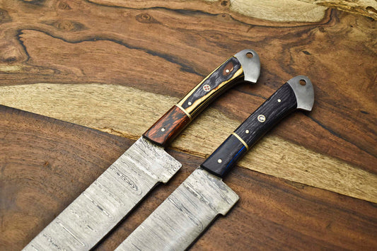 Lot of 2 Handmade Damascus Steel Blade Chef Knives – Full Tang, Artisan Forged