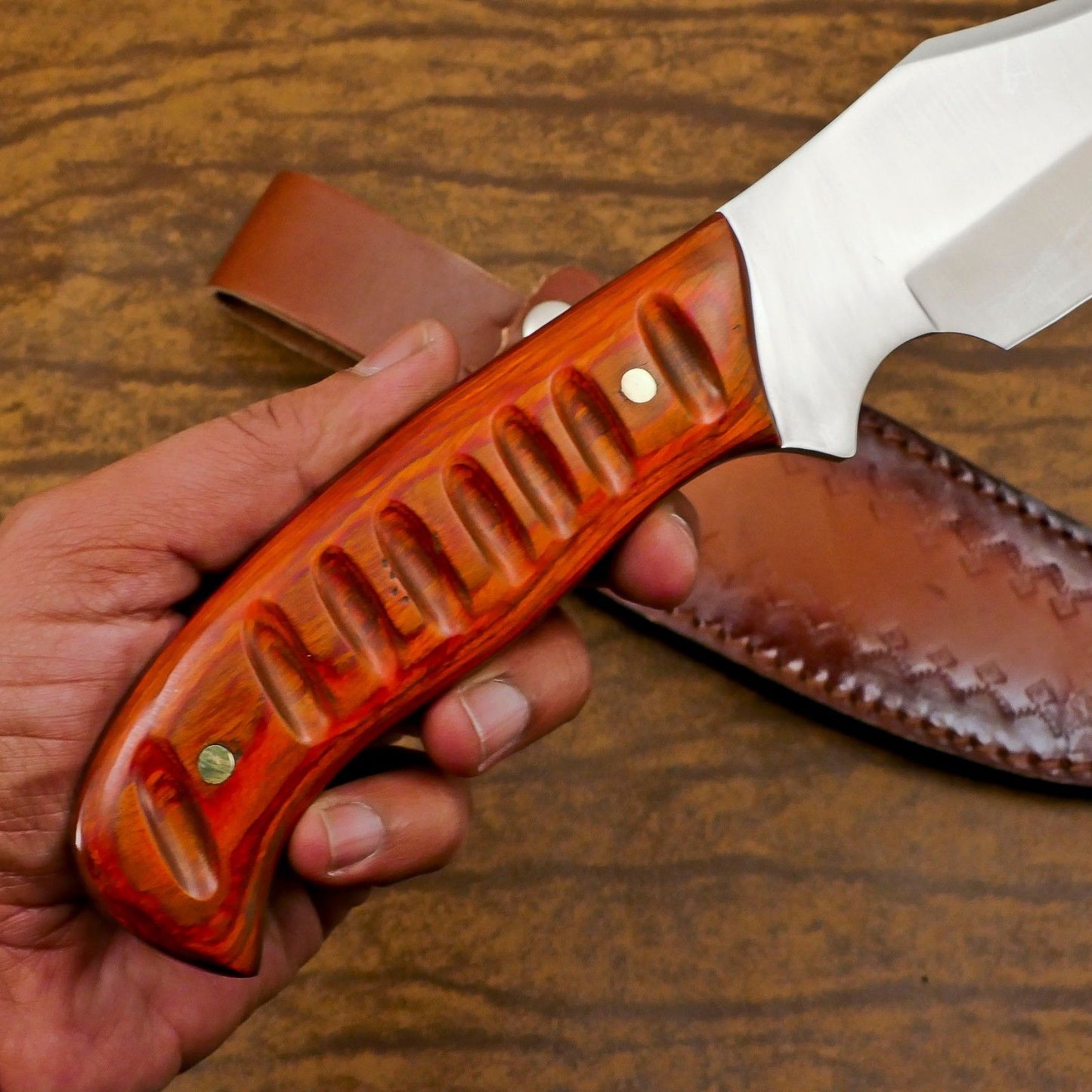 Handmade 12 Inch D2 Steel Full Tang Bowie Hunting Camping Knife