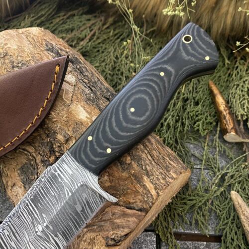9.8" Damascus Bowie Knife – Micarta Handle