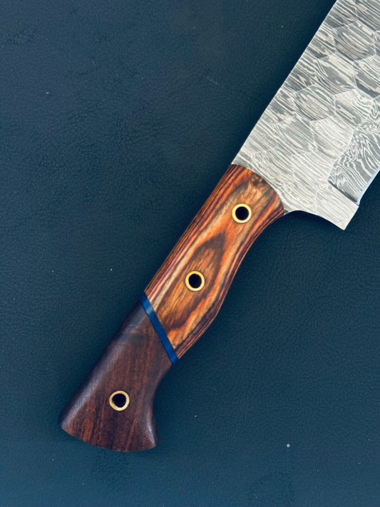 13" Handmade Fire Storm Damascus Steel Chef Knife – Kitchen Fillet Knive