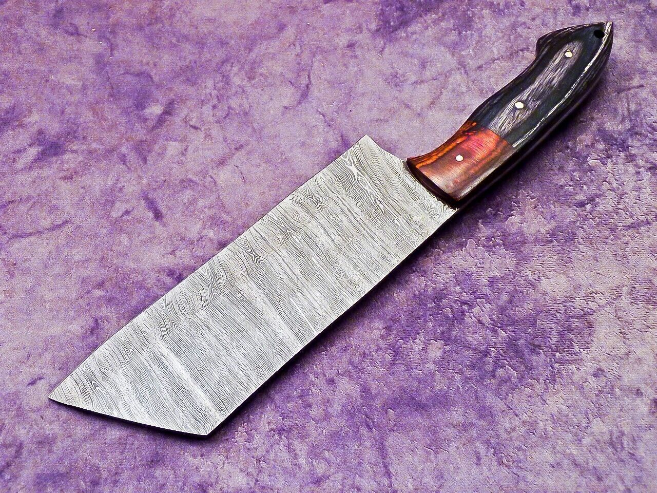 11" Handmade Damascus Steel Chopper Cleaver Knife with Hardwood Handle – Professional Chef Knife