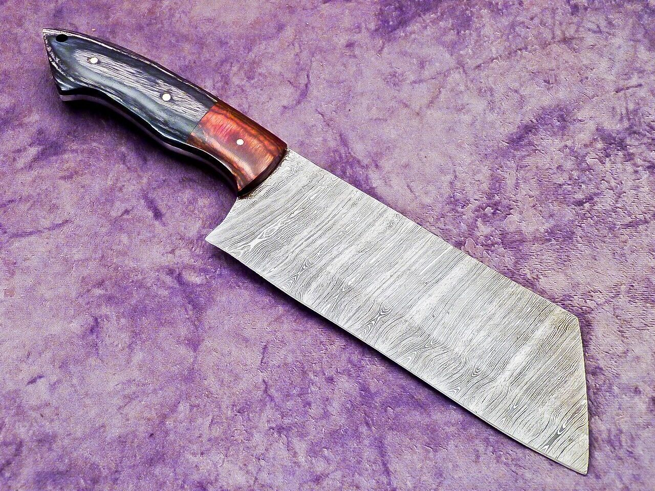 11" Handmade Damascus Steel Chopper Cleaver Knife with Hardwood Handle – Professional Chef Knife