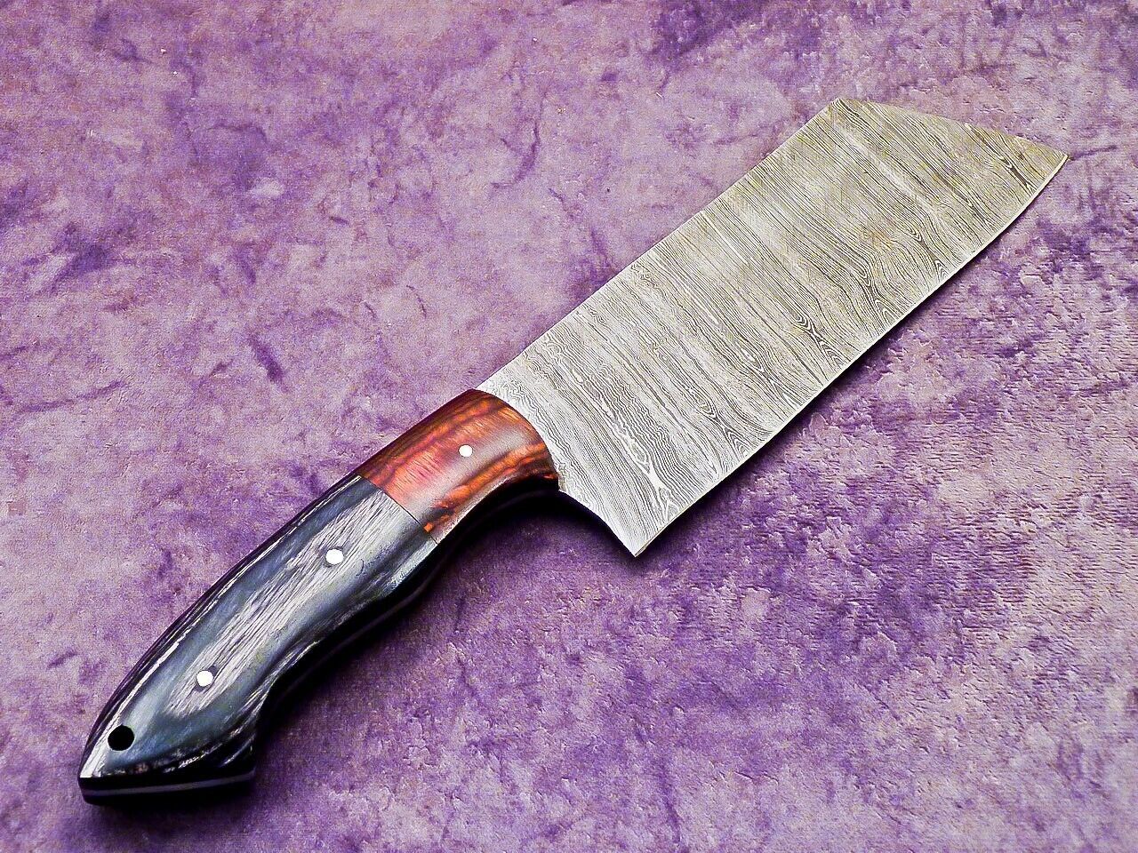 11" Handmade Damascus Steel Chopper Cleaver Knife with Hardwood Handle – Professional Chef Knife
