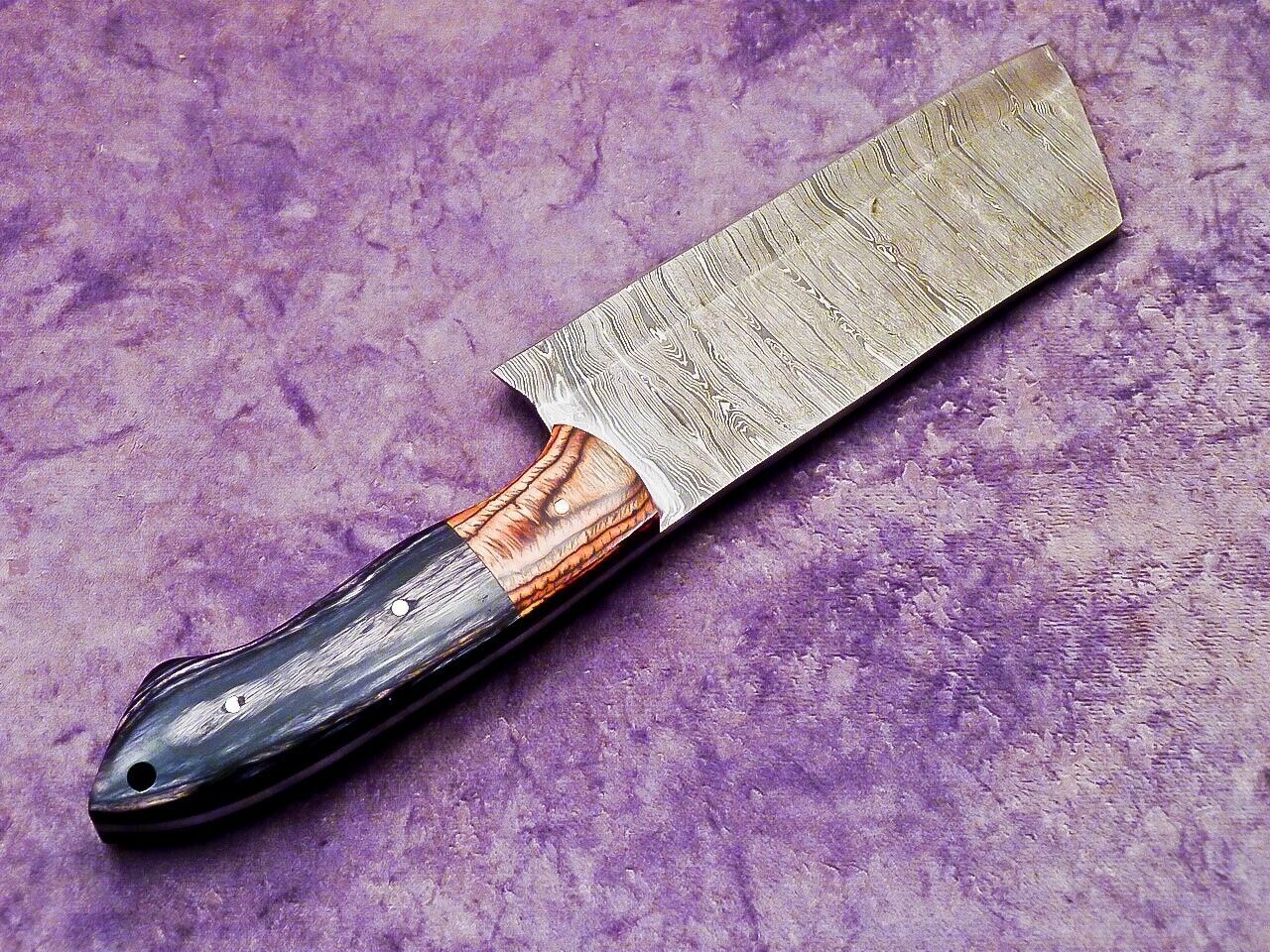 11" Handmade Damascus Steel Chopper Cleaver Knife with Hardwood Handle – Professional Chef Knife