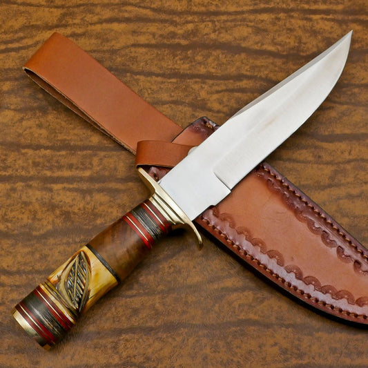Mastercrafted Handmade D2 Steel Bowie Knife | Hunting & Camping Full Tang Blade