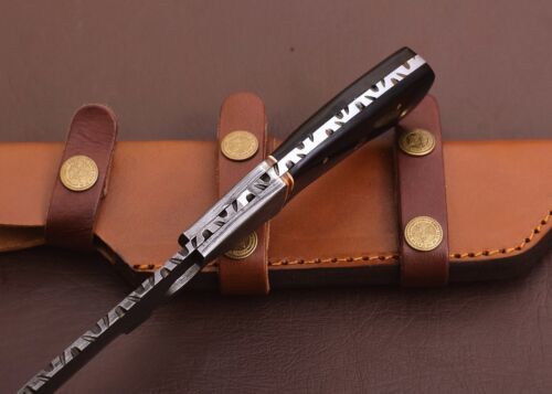 12" Handmade Damascus Steel Kukri Bowie Knife – Twist Pattern Blade with Leather Sheath