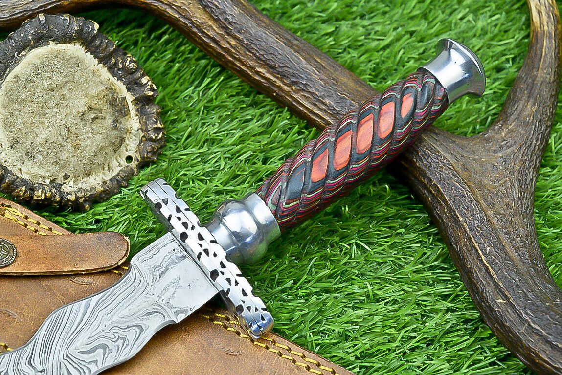 Hand Forged Damascus Steel Kris Dagger with Hardwood Handle