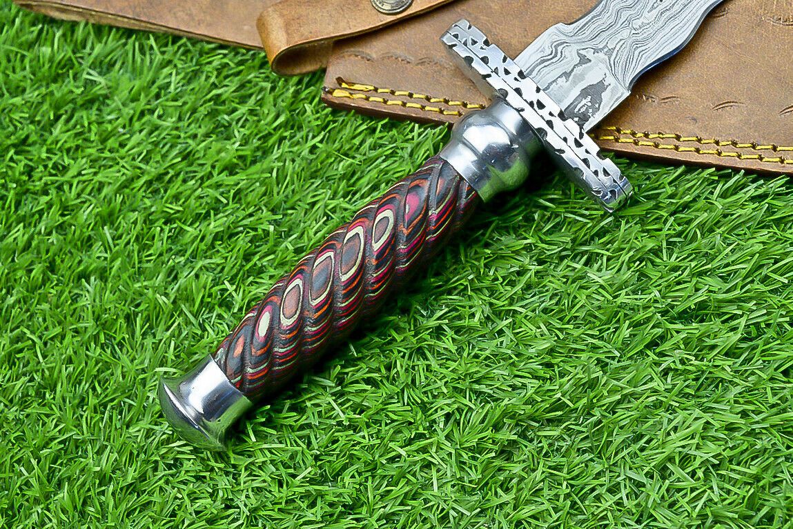 Hand Forged Damascus Steel Kris Dagger with Hardwood Handle