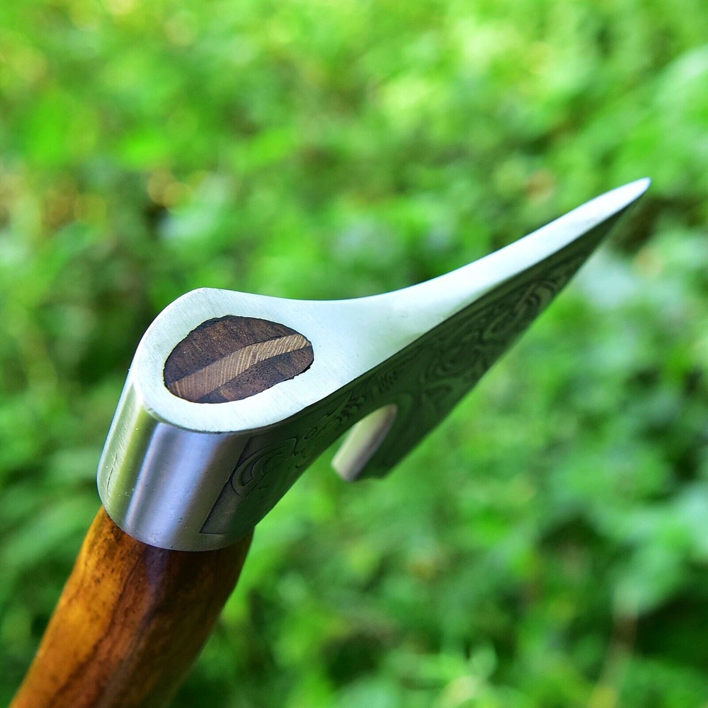 14 Inch Hand Forged 1095 Carbon Steel Viking Tomahawk Hatchet with Rosewood Handle and Leather Sheath