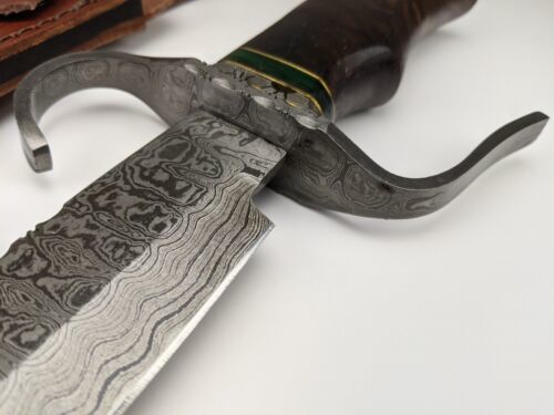 Heritage Forge 16 Inch Damascus Steel Bowie Knife Rosewood Handle with Leather Sheath