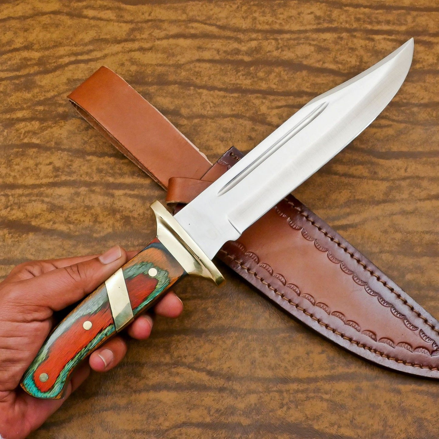 Handmade 12-Inch D2 Steel Full Tang Bowie Hunting & Outdoor Sport Knife
