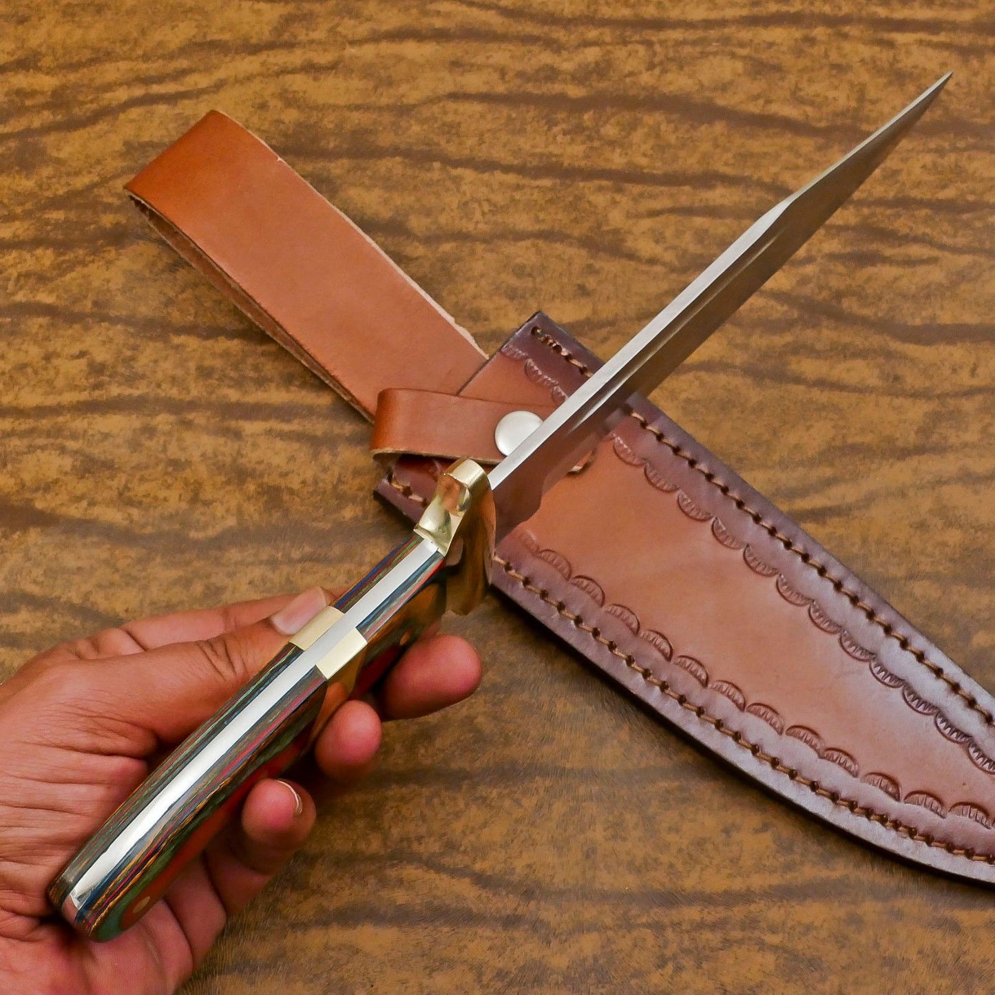 Handmade 12-Inch D2 Steel Full Tang Bowie Hunting & Outdoor Sport Knife