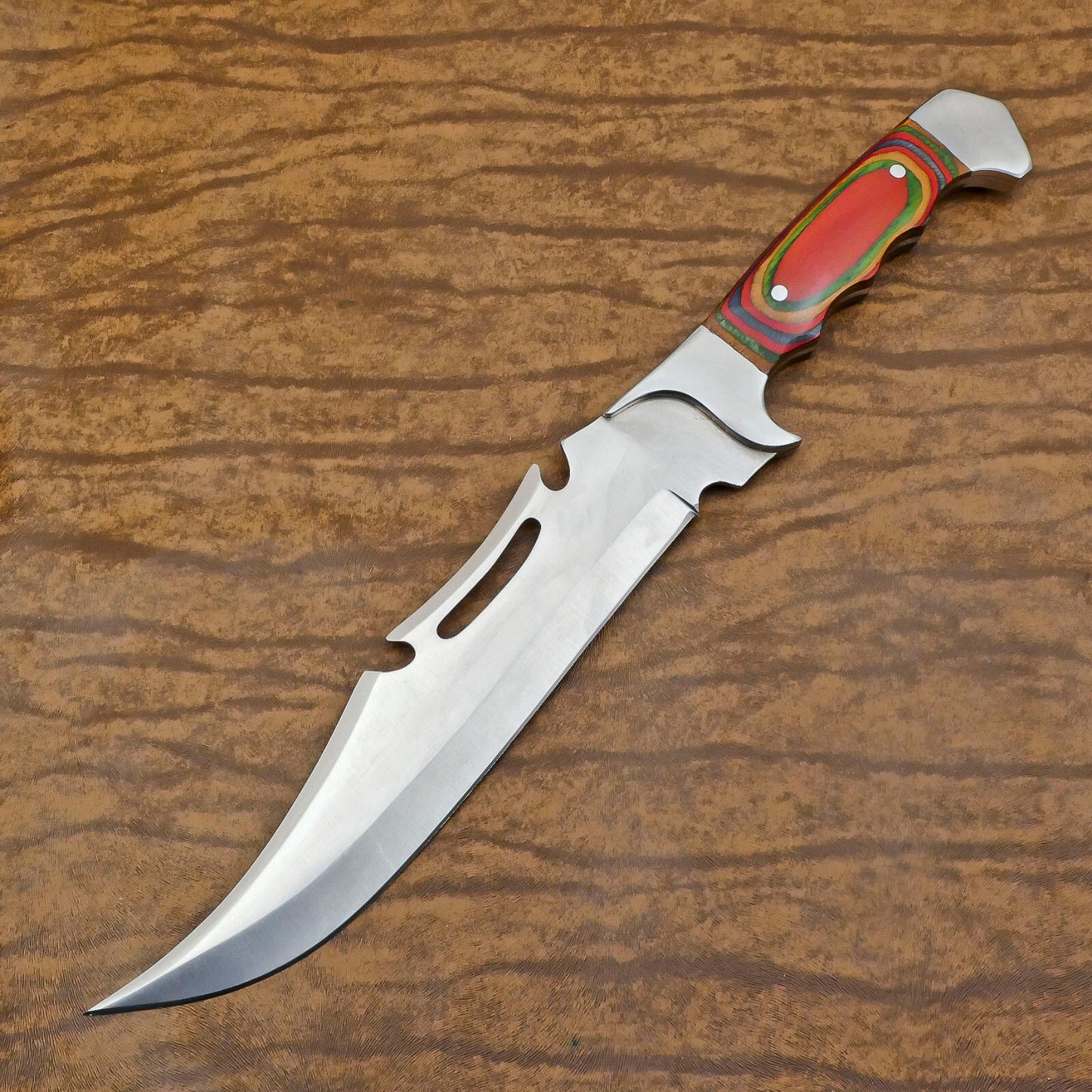 Frontier D2 Bowie Knife | 12-Inch Full Tang Blade with Pakka Wood Handle