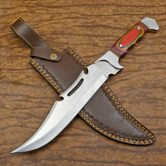 Frontier D2 Bowie Knife | 12-Inch Full Tang Blade with Pakka Wood Handle