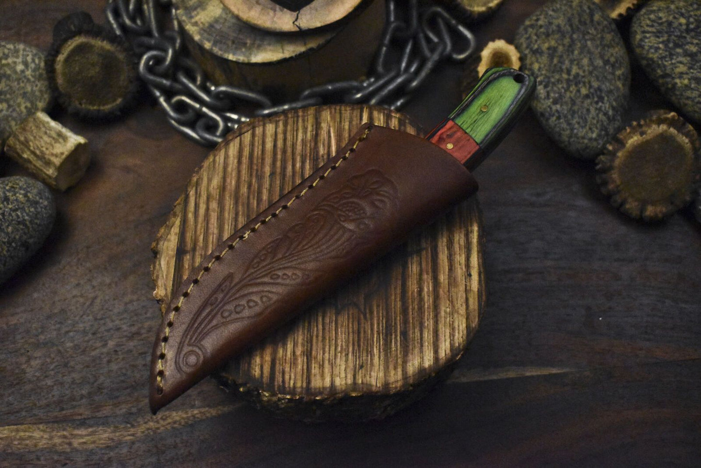 Forged Skinner Knife AUS-8 Steel with Hardwood Handle – Razor Sharp Hunting & Decoration Knife