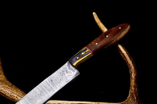 12" Handmade Damascus Steel Chef Knife – 8" Full Tang Blade with Natural Wood Handle