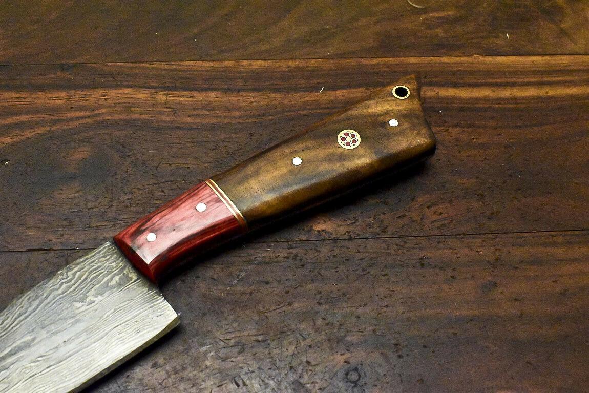 Handmade Damascus Steel Walnut Wood Hunting Chef Knife – 12.9" Full Tang Custom Forged