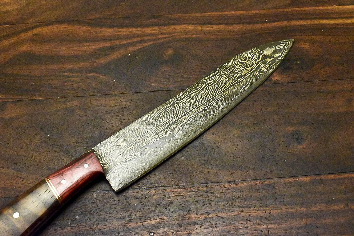 Handmade Damascus Steel Walnut Wood Hunting Chef Knife – 12.9" Full Tang Custom Forged